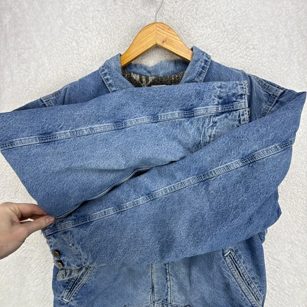 Carhartt Trucker Chore Jacket Aztec Pile Lined Mens Large JP1088 Darkstone Blue - Picture 15 of 16